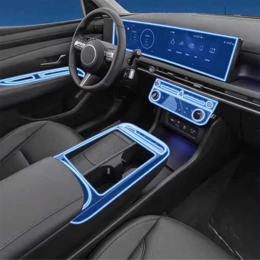 Прозрачная ТПУ пленка для интерьера автомобиля Hyundai Tucson 2025 2026 Панель переключения передач Центральная консоль навигации GPS Готовая вырезка Аксессуары PPF