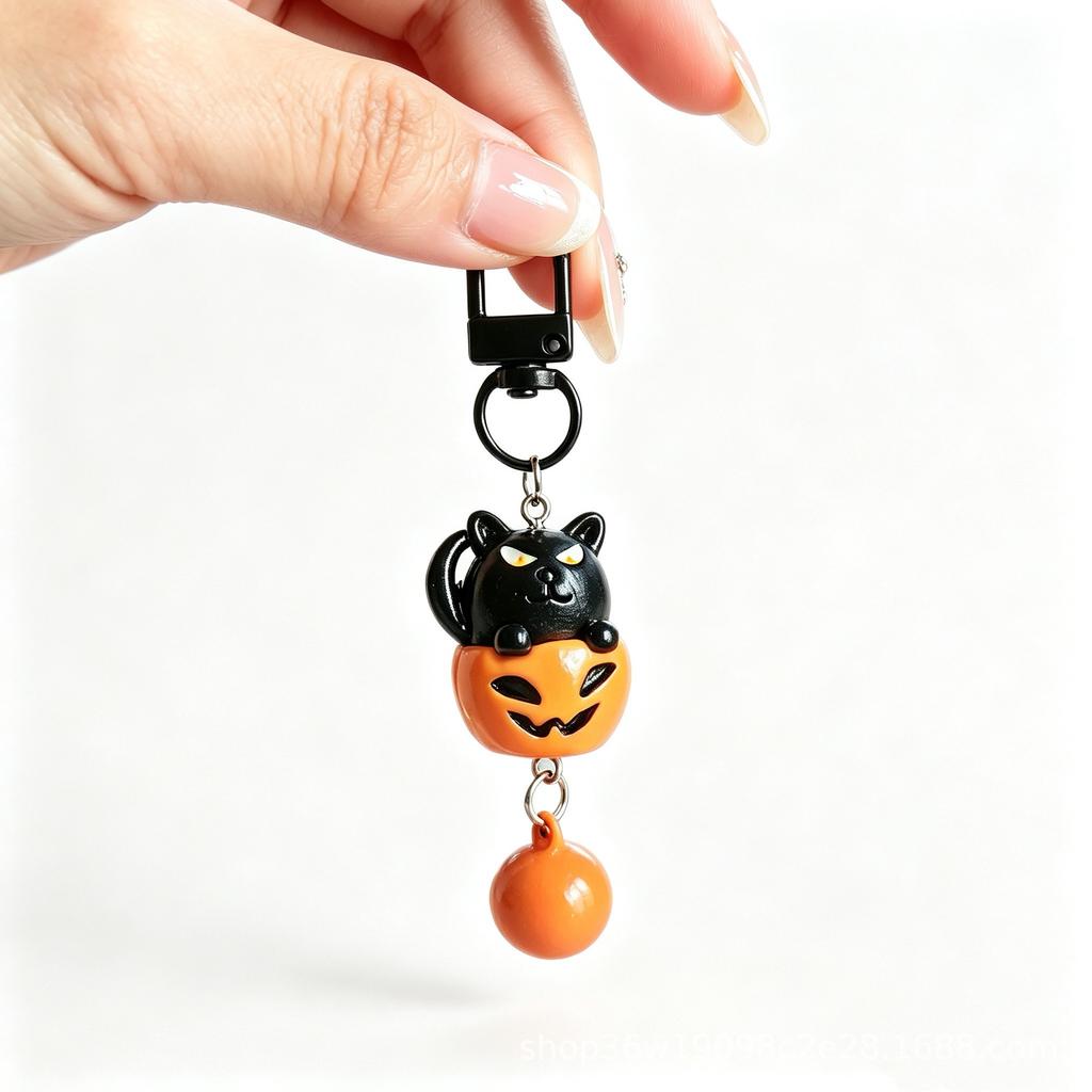 Cross-border new Halloween three-dimensional keychain funny skeleton ghost pumpkin personalized bag pendant mobile phone chain