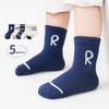 5 Pairs/Lot Cute Striped Baby Socks Cartoon Bear Letter Newborn Middle Tube Sock Spring Autumn Soft Cotton Infant Socks