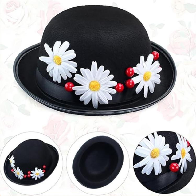 Magicians Hat With Reinforced Felts Soft Bowtie Gloves and Glasses Set Costume Accessory For Long Duration Shows And Event