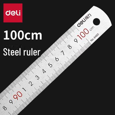 Линейка Deli 8460 из нержавеющей стали длиной 1 м — точный измерительный инструмент, шкала 100 см для черчения и измерения