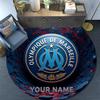 Custom Name Olympique de Marseille Round Area Rug,Carpet Rug for Living Room Bedroom Sofa Playroom Decor,Non-slip Floor Mat