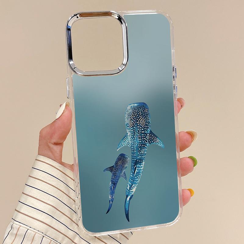 Чехол для iPhone 17 Pro Max Синий Гигантский Кит Морской Узор Мягкий Силиконовый Чехол Для Funda iPhone 16 Pro Max 15 14 13 12 11 17 Air