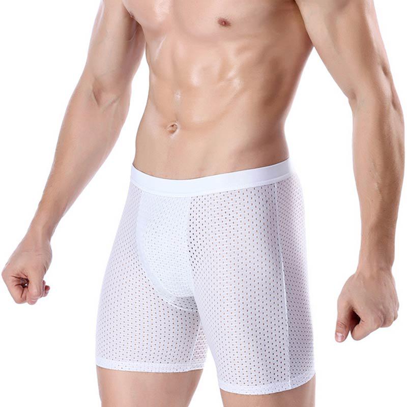 Vogue Shaper Body Pouch Mesh Men Breathable Boxer Bulge Underwear Ice Silk Shorts Soft