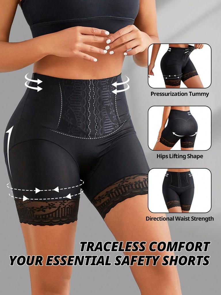 Women High Rise Tummy Control Safety Shorts Lace Boyshorts Shapewear Panties Shaping Underwear Body Shaper Boxer Briefs