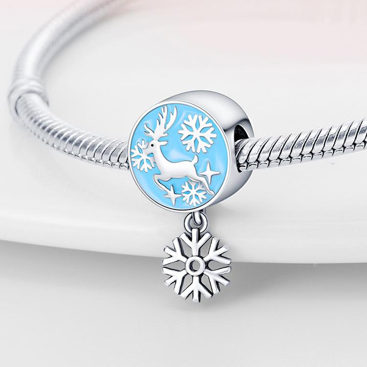 2026 Christmas Theme Collection Christmas Tree Bells Snowflake Beads Charm 925 Silver Accessories