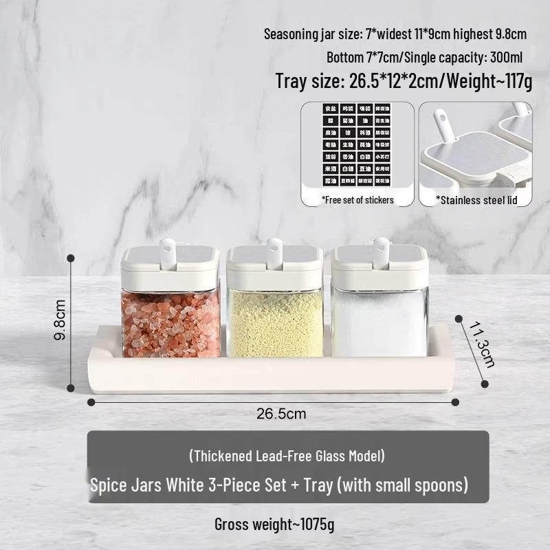 Стеклянный набор баночек для специй и хранения - Контейнер для приправ, Кухонная солонка и перечница.