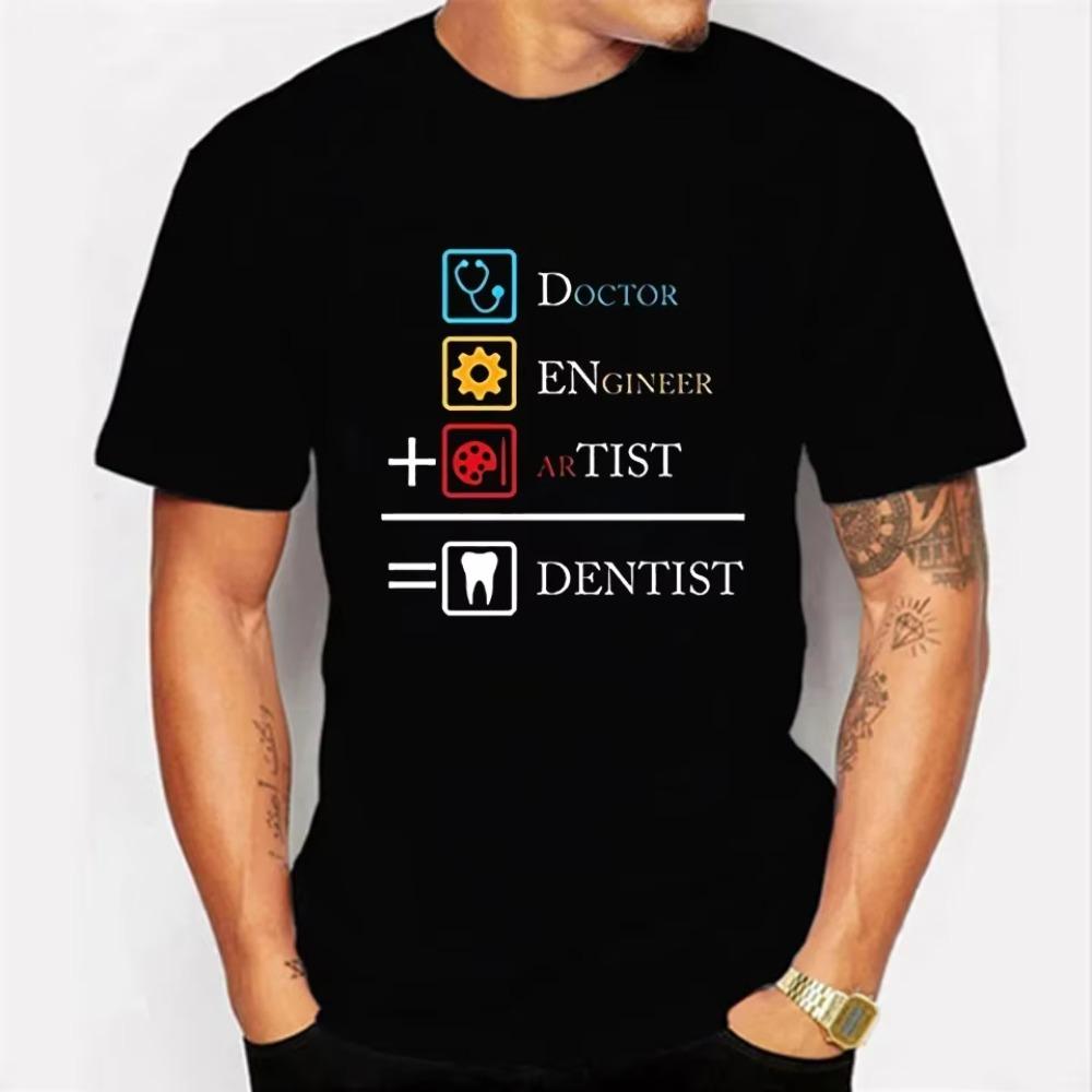 Male T-shirt Doctor Engineer Artist Equal Funny Shirt Oversized T Shirt Homme Fashion Tshirt Streetwear Camisetas Hombre