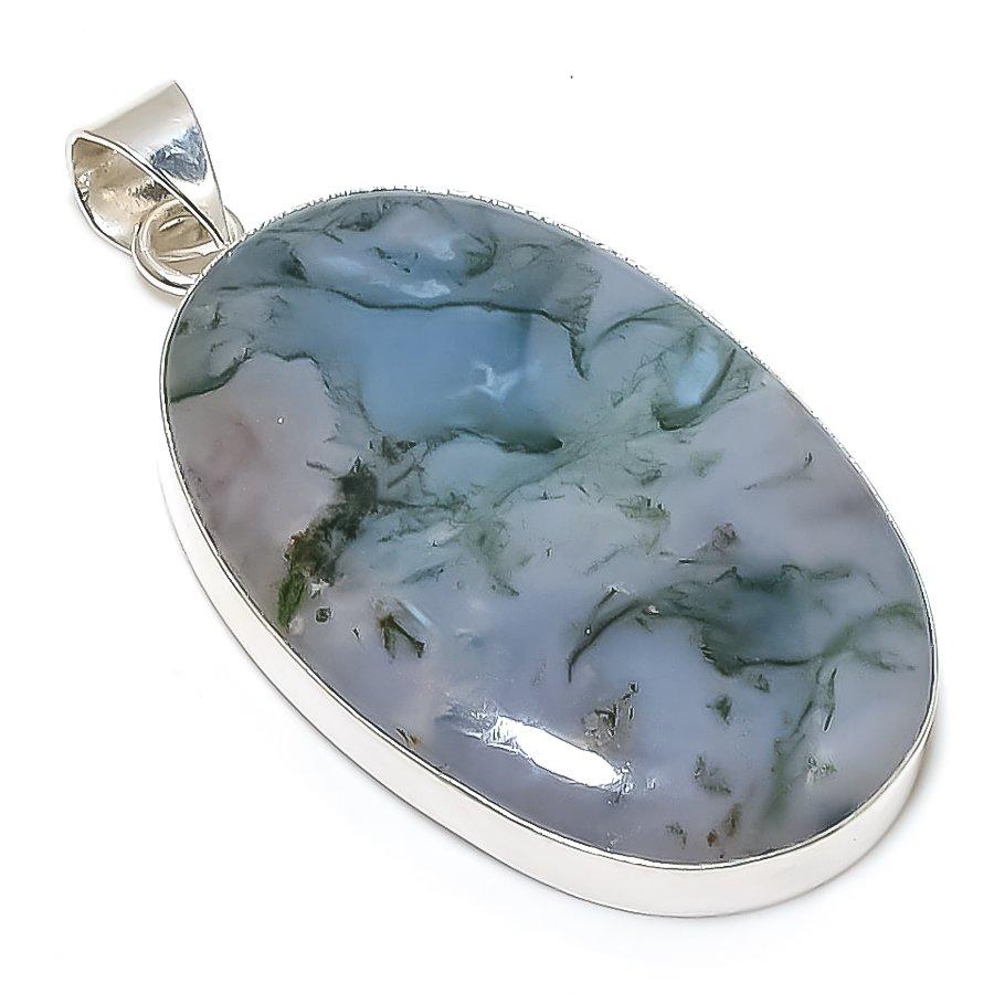 Septerian Stone Gemstone Handmade 925 Sterling Silver Jewelry Pendant 2.40" SU-10882