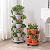 Многоярусный цветочный горшок, вертикальная садовая кашпо с дренажем для воды, многоярусный поддон на колесиках для выращивания овощей и суккулентов