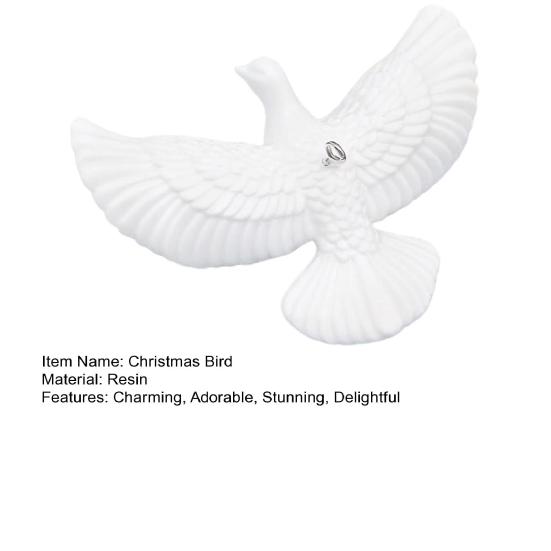 Christmas Bird Ornaments Artificial White Peace Bird Hanging Decoration for Xmas Tree Wreath Holiday Party Decor
