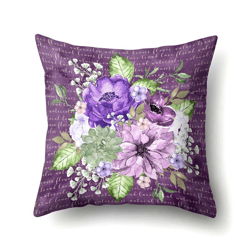 Фиолетовый Цветочный Узор Полиэстер Односторонняя Наволочка Домашняя Наволочка для Подушки на Диван Гостиная Спальня Чехол для Подушки
