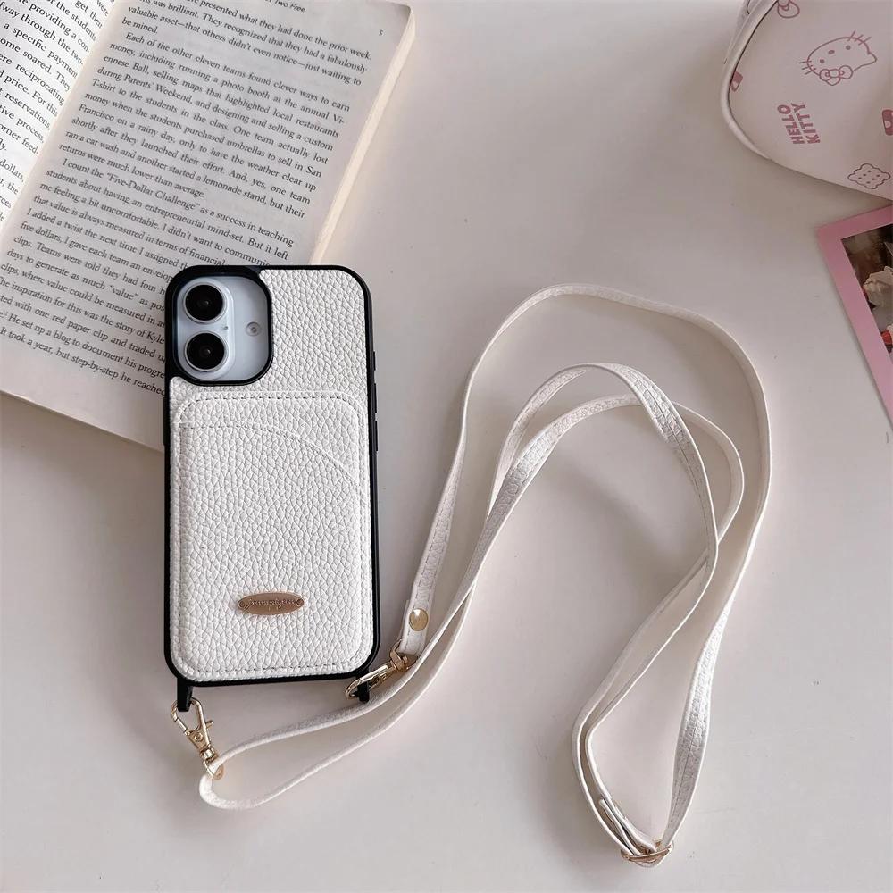 Кожаный защитный чехол-шнурок через плечо для iPhone 13 12 Mini 16E 16 15 14 11 Plus Pro Max, чехол-кошелек с держателем для карт