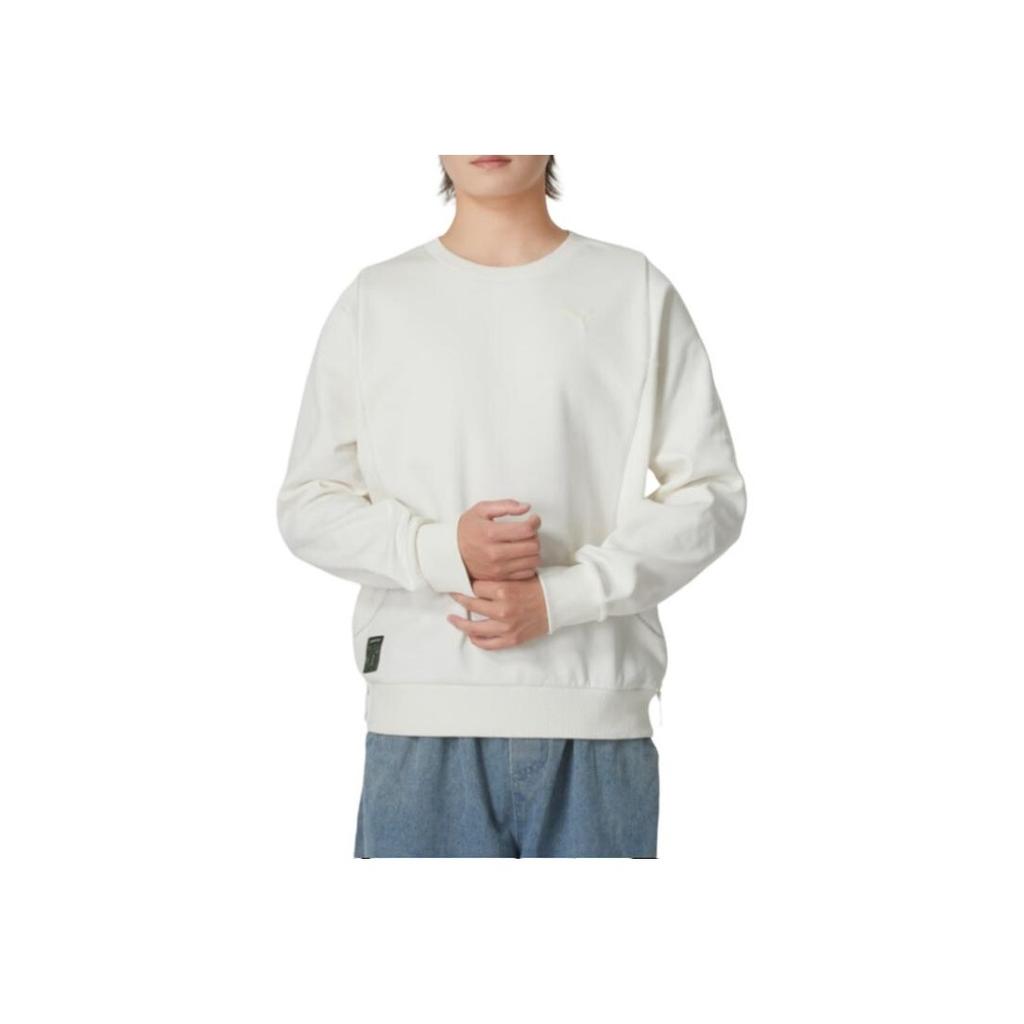 Puma Comfortable Solid Color Crew Neck Long Sleeve Sweatshirt Men Sweatshirt White 628488-87