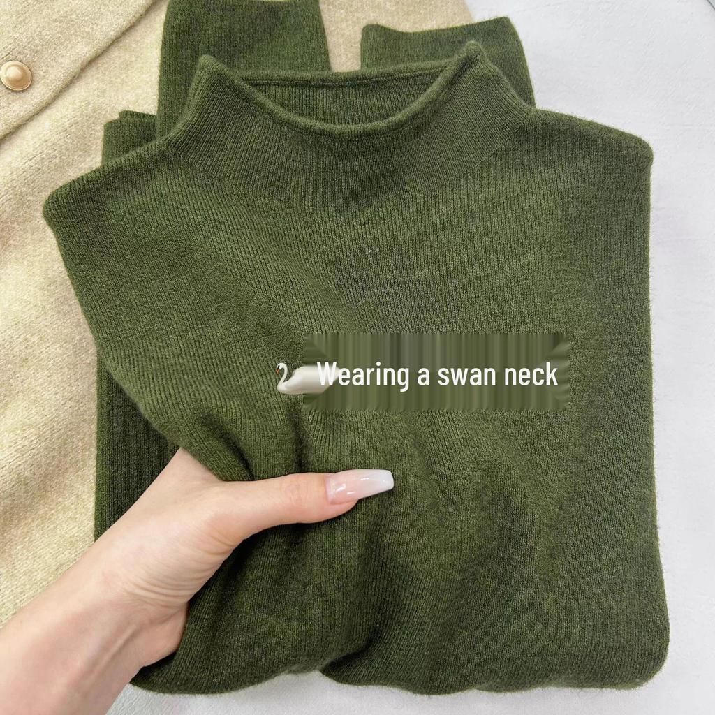 Korean Style Women's Slim Fit Semi-High Neck Sweater: Soft, Glutinous Autumn/Winter Pullover Knitwear Base Layer Top
