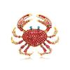 Trendy Full Rhinestone Red Crab Brooches For Women Luxury Design Vintage Charm Metal Animal Beauty Brooch Pins Wedding Gifts