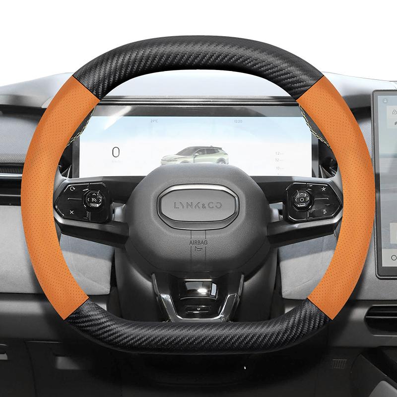 Suitable for Lynk&Co Breathable Leather Matte Carbon Fiber Texture Steering Wheel Cover for Models 01 02 03 05 06 07 08 09 Em-P 10 900 Z10 Starbuff