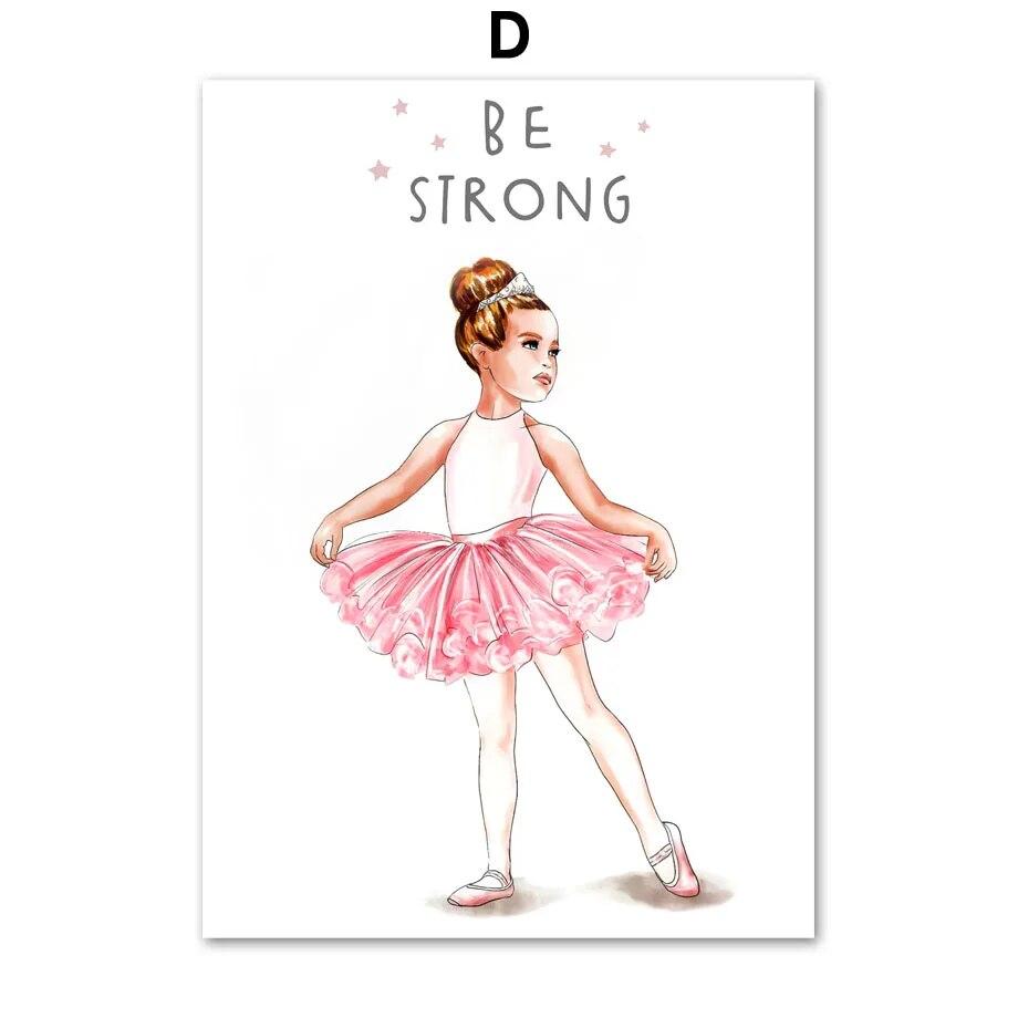 Pink Ballet Girl Rainbow Unicorn Shoes Nursery Wall Art Canvas Painting Posters And Prints Pictures For Baby Kids Room Decor