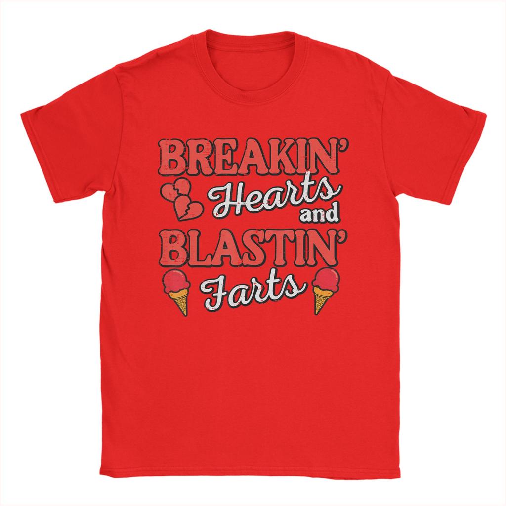 Valentines Day Breakin Hearts Blastin Farts Unisexs T Shirts Vintage Tees Short Sleeve O Neck TShirts Pure Cotton Classic Tops