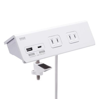 Удлинитель, зажимного типа, 4 розетки, 1 USB-порт Type-A/1 Type-C (2-контактный), белый, TAP-B105UC-3W
