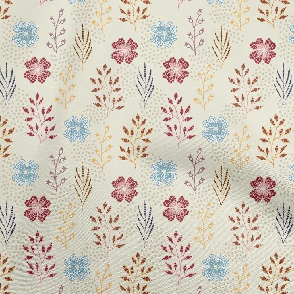 oneOone Cotton Flex Gray Fabric Dotted Floral Dress Material Fabric Print Fabric By The Yard 40 Inch