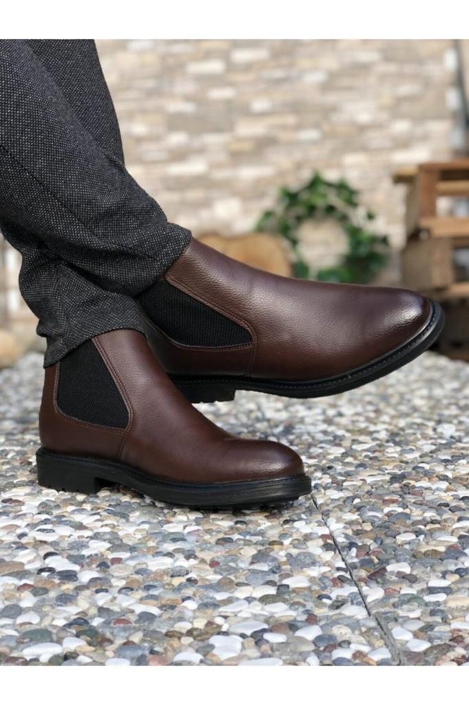 Men's Fashion Faux Leather Flat Heeled Booties Muzan Chelsea Boots Shoes