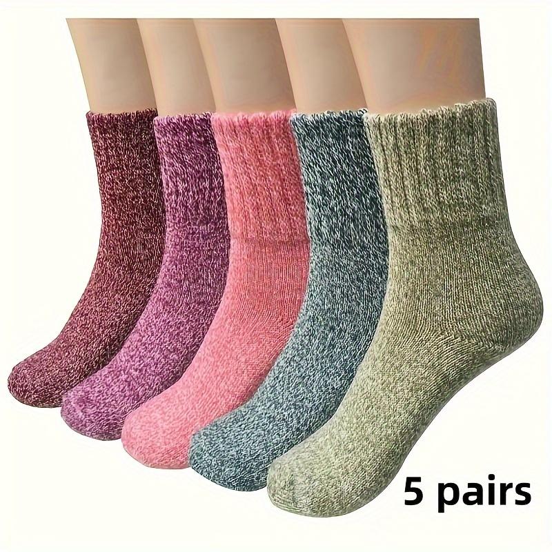 5 Pairs of Women'S Winter Thick Warm Socks, Breathable And Cold-Resistant, Comfortable Mid-Calf Socks for Autumn And Winter.