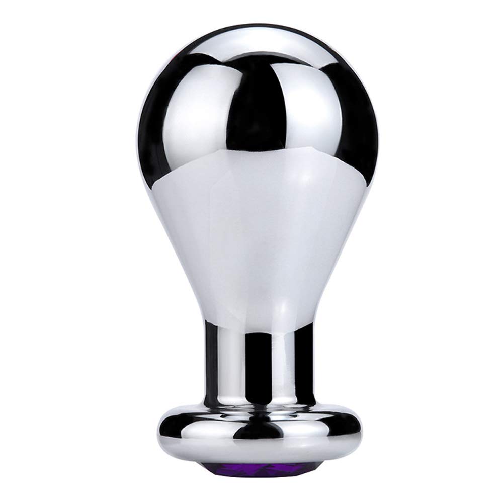 Tibemi Anal Plug for Men and Women Anal Beads Balloon Shaped with Jewelry Decorated On the Base Anal Hanging Metal Adult Goods Purple (L)