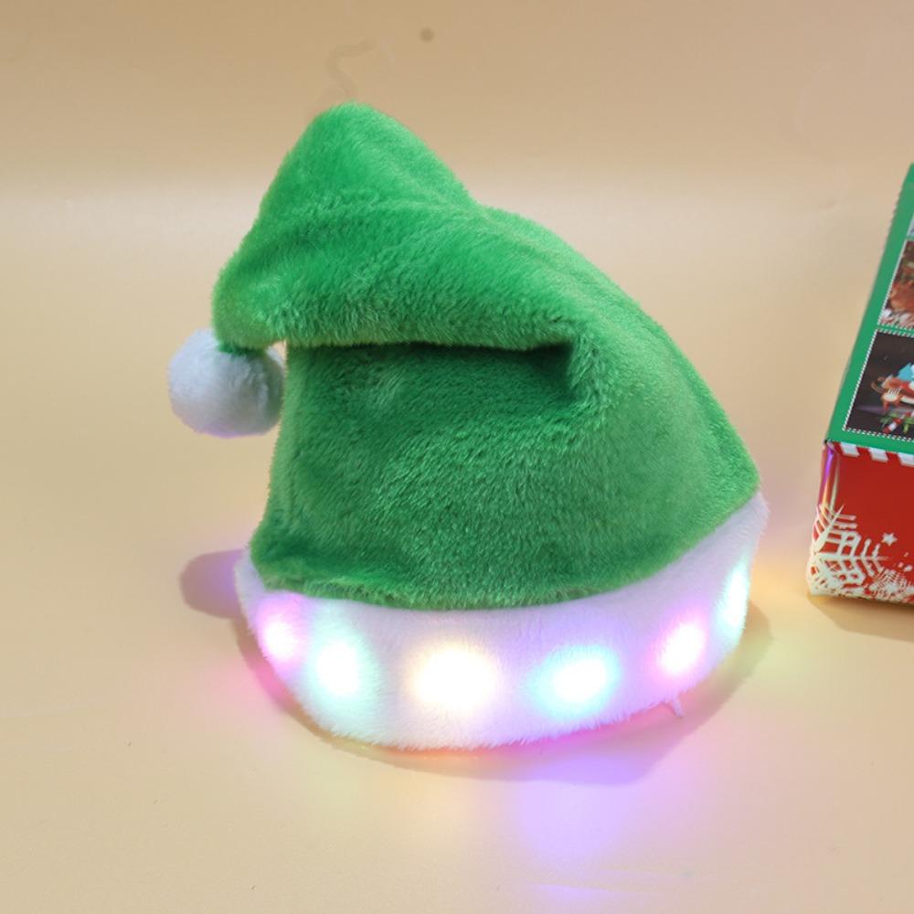 New Year Luminous Santa Hat LED Lights Headdress Xmas Cap Long Plush Christmas Supplies Gift