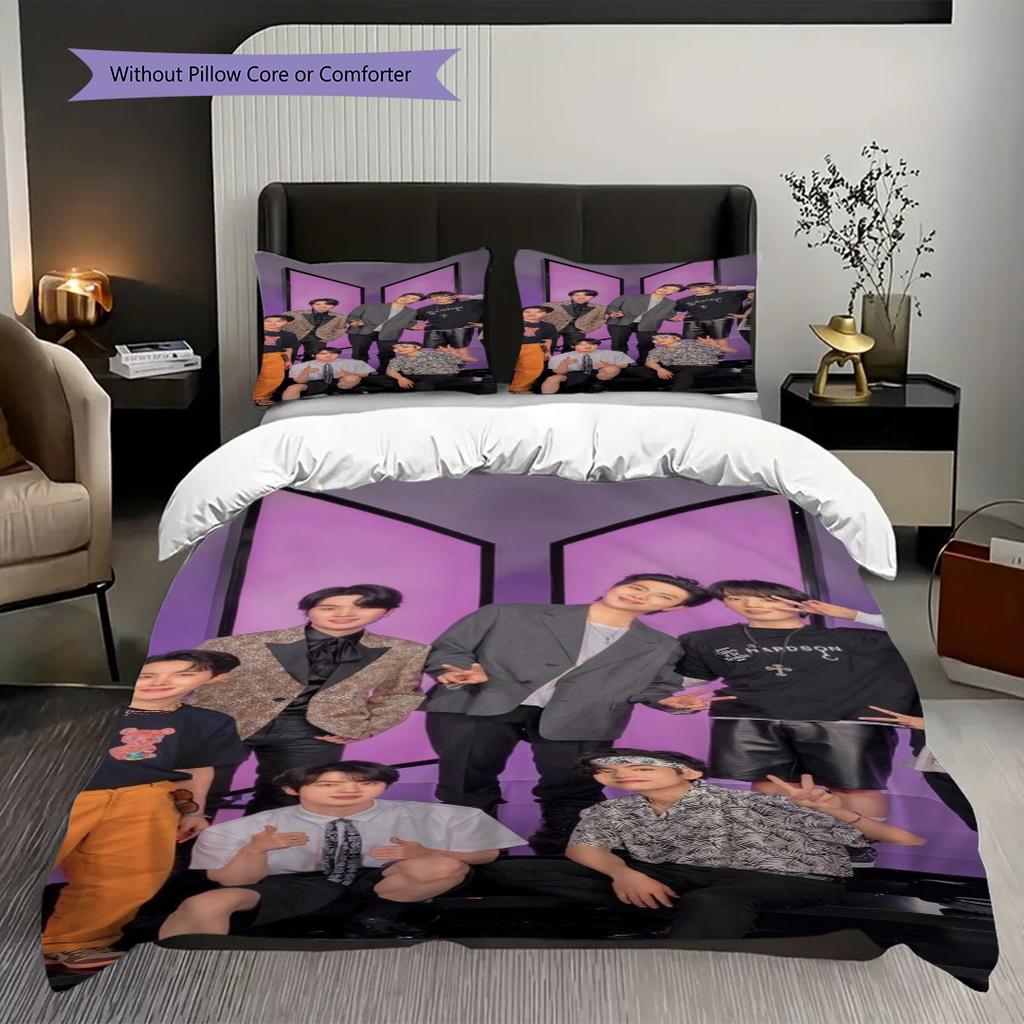 Bt Friends Together Heart Three-piece set (1 * duvet cover + 2 * pillowcase, without core) 2D Flat Duvet cover and pillowcase Bedding set