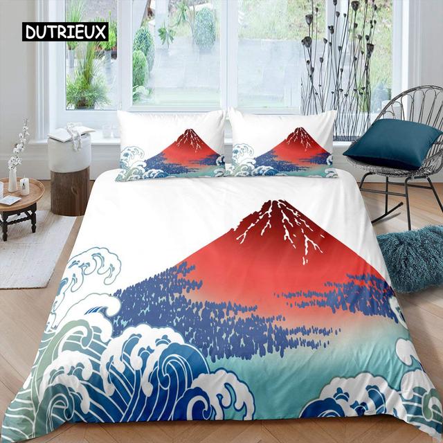 Набор пододеяльников в японском стиле для девочек, полиэстеровое крепление, пододеяльник Fuji, пододеяльник с цветком вишни, чернилами, ручная роспись