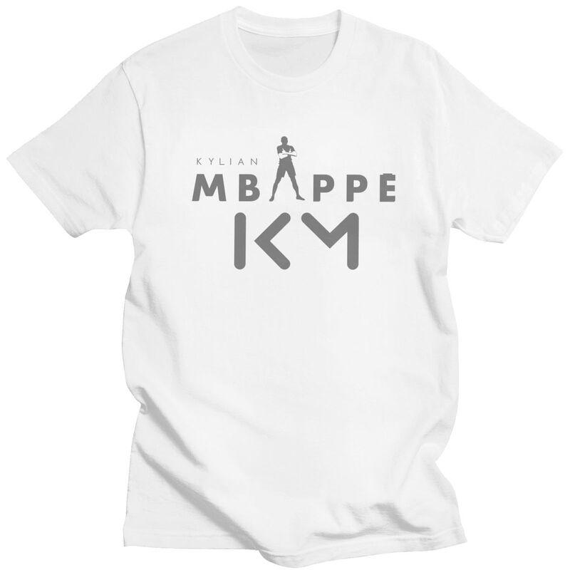 Подарок на заказ Футболка с логотипом Мбаппе KM Мужская 100% Хлопок Повседневная Футболка для любителя футбола Топы Уличная одежда Футболки