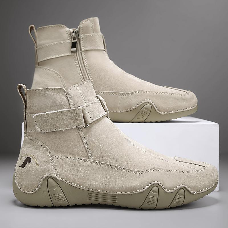 Хит продаж, высокие ботинки Мартин большого размера на осень и зиму, мужские повседневные ботинки из свиной кожи на молнии