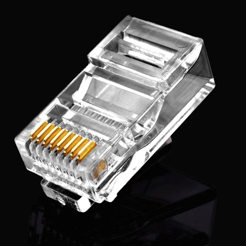 100 шт. RJ45 RJ-45 CAT5 модульный сетевой разъем Ethernet сетевой кабель Crystal Heads 8P8C адаптер лот