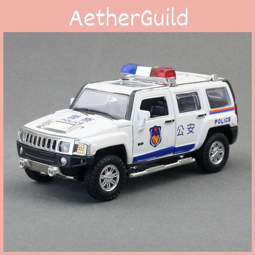 Alloy Car Model Hummer H3 Police Suv With Sound Light For Kids Play