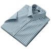 Short Sleeve Striped Men Stretch Work Shirt Non-Iron Summer Easy Care Male Tops Without Front Pocket