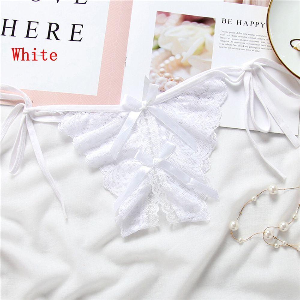 Nightwear Sleepwear Bowknot Lace G-string Crotchless Underwear Open Crotch Sexy Bondage Panties