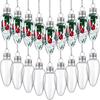 6/12/24Pcs 35ml Christmas Pendants with Screw Off Cap Fillable Clear Plastic Christmas Tree Light Bulb Hanging Decor for Party