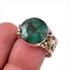 Emerald(Simulated) Handmade 925 Sterling Silver Jewelry Two Tone Ring S.8 v8O83