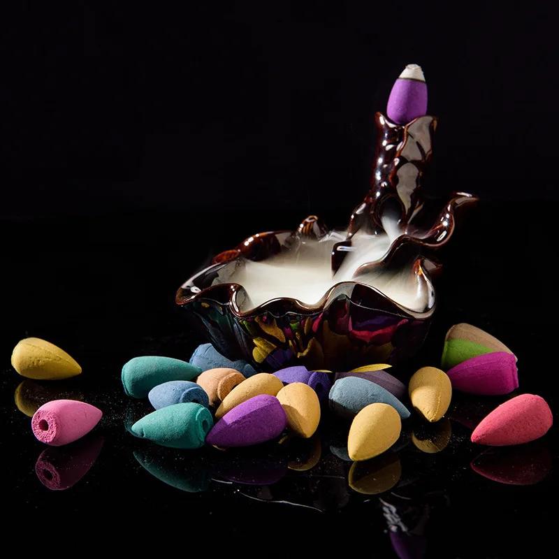 50 шт. Дымовые благовония с обратным потоком, бытовые натуральные благовония в виде рефлюксной башни, конусные благовония с ароматом жасминового чая, ароматизатор для комнаты, оптовая продажа