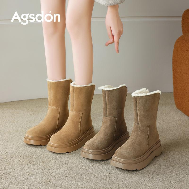 Augustine platform snow boots women's 2025 new winter piled thickened cotton shoes folded two wear fluffy short boots