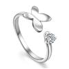 Korean Fashion One Heart One Wing Butterfly Ring Open Generation Silver Plated Ornament Quality Assurance