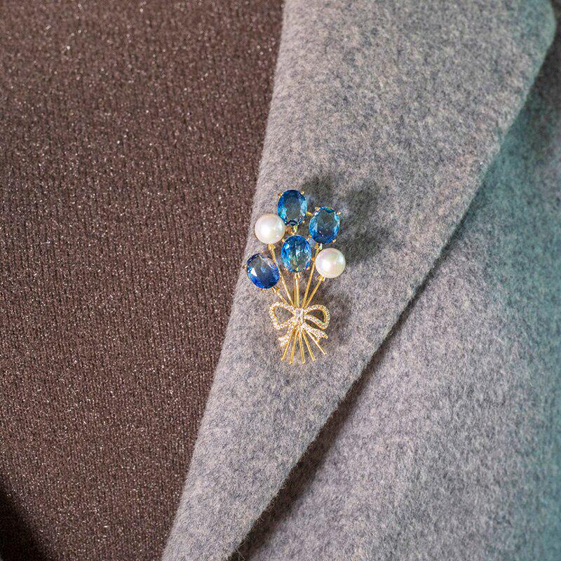 Blucome Shiny Cubic Zircon Flower Bow Shape Brooches Women Men Special Design Simulated Pearl Copper Wedding Bouquet Brooch Pins