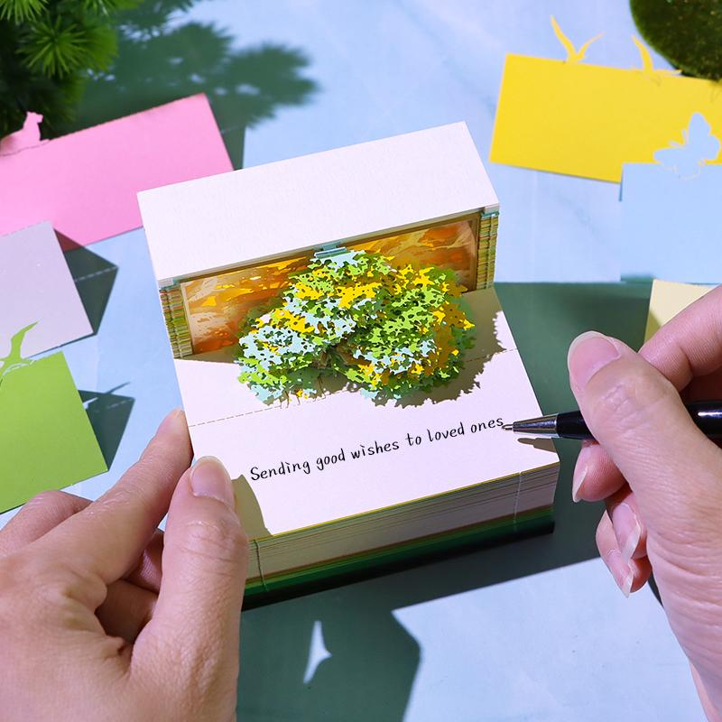 Corporate Souvenir Promotional Gift Solutions Loose Leaf 3d Memo Pad Hand Tear off Funny 3d Notes Paper Block Notepad