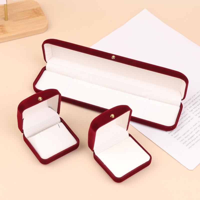 Флокированная шкатулка для украшений с золотой пряжкой, подвеска, кольцо, ожерелье, серьги, браслет, дисплей, коробка для хранения, роскошная подарочная упаковка