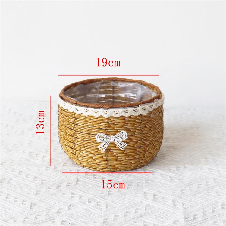 Handmade Pastoral Woven Rattan Flower Basket for Creative Arrangements and Succulent Decorations