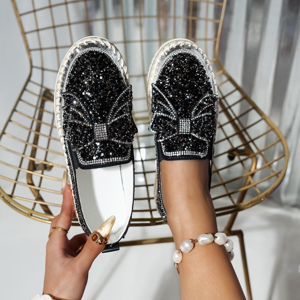 Туфли Muffin Shoes Женские туфли большого размера Лоферы на платформе Весна-лето Туфли Lazy Shoes Педаль со стразами