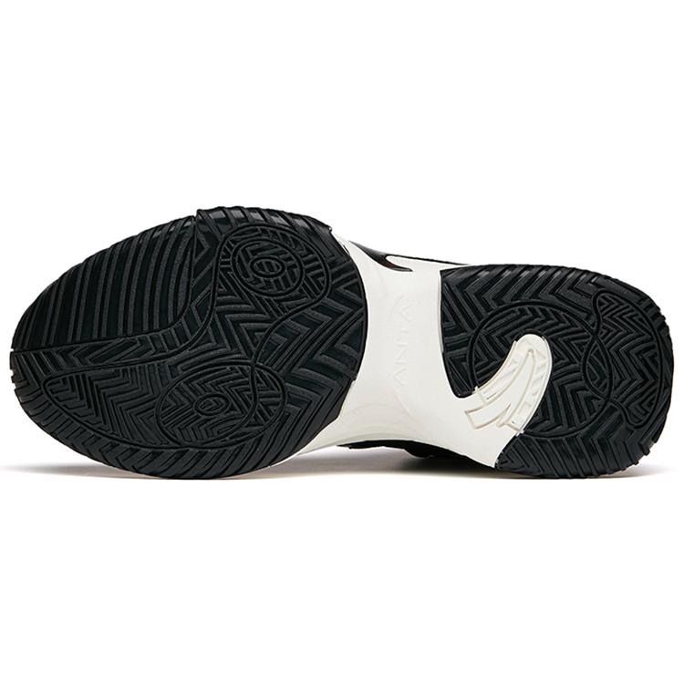 New Anta Basketball Collection Wear Resistant Slip Resistant Mid Top Basketball Shoes Men's Black White 112141623-2