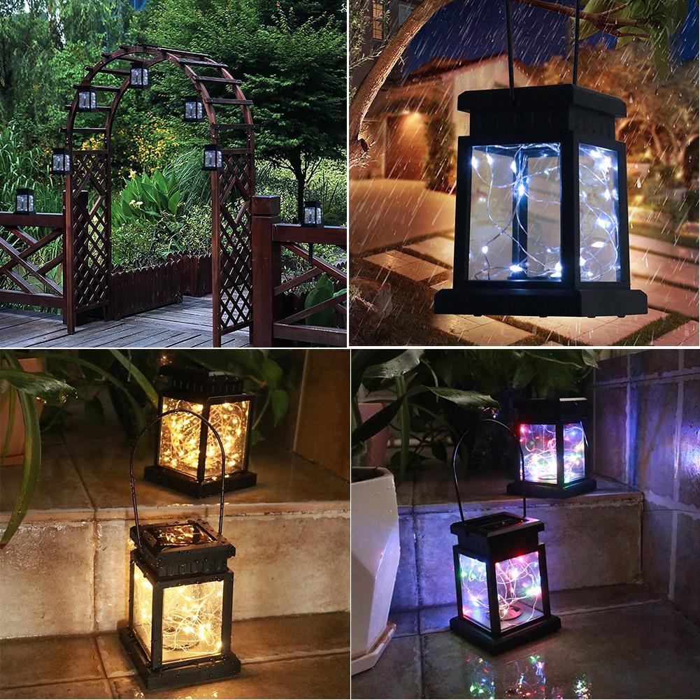 Открытый сад светодиодный фонарь лампа золотой медной проволоки висит