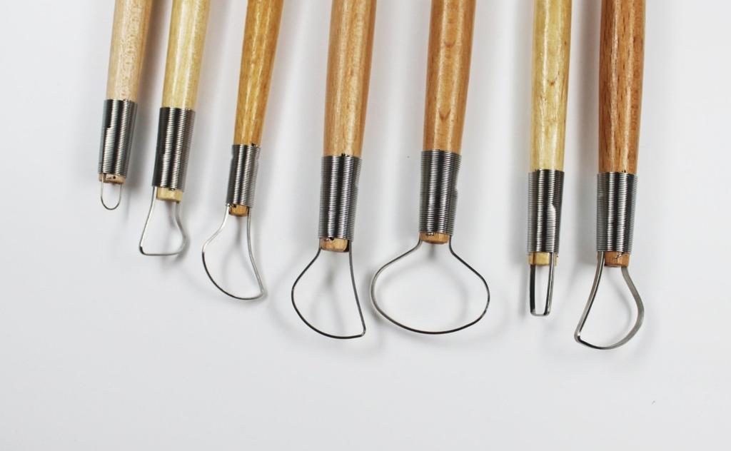 Керамические инструменты Плоская проволока Фиксированные принадлежности, Набор, Набор из 7 предметов, Глина, Проволока, C14, Шпатель, Наконечник,